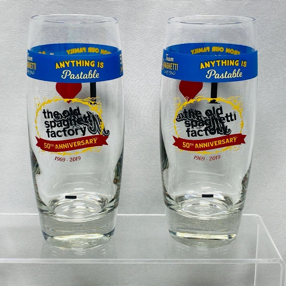 The Old Spaghetti Factory 50th Anniversary Libbey Glasses 14 oz Set Of 2